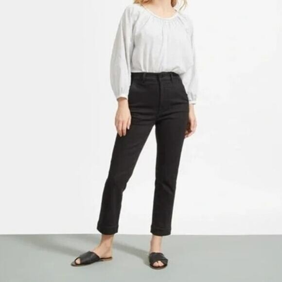 EVERLANE The Slim Leg Crop Pant in Washed Black Size 2 - Picture 3 of 7